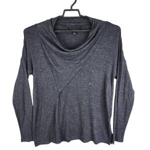 Womens Gray Simply Vera Vera Wang Top Blouse Long Sleeve Drape Neck Size L